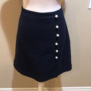 Ann Taylor Factory Classic Pearl-embellished Navy Blue Fully Lined Mini Skirt-6